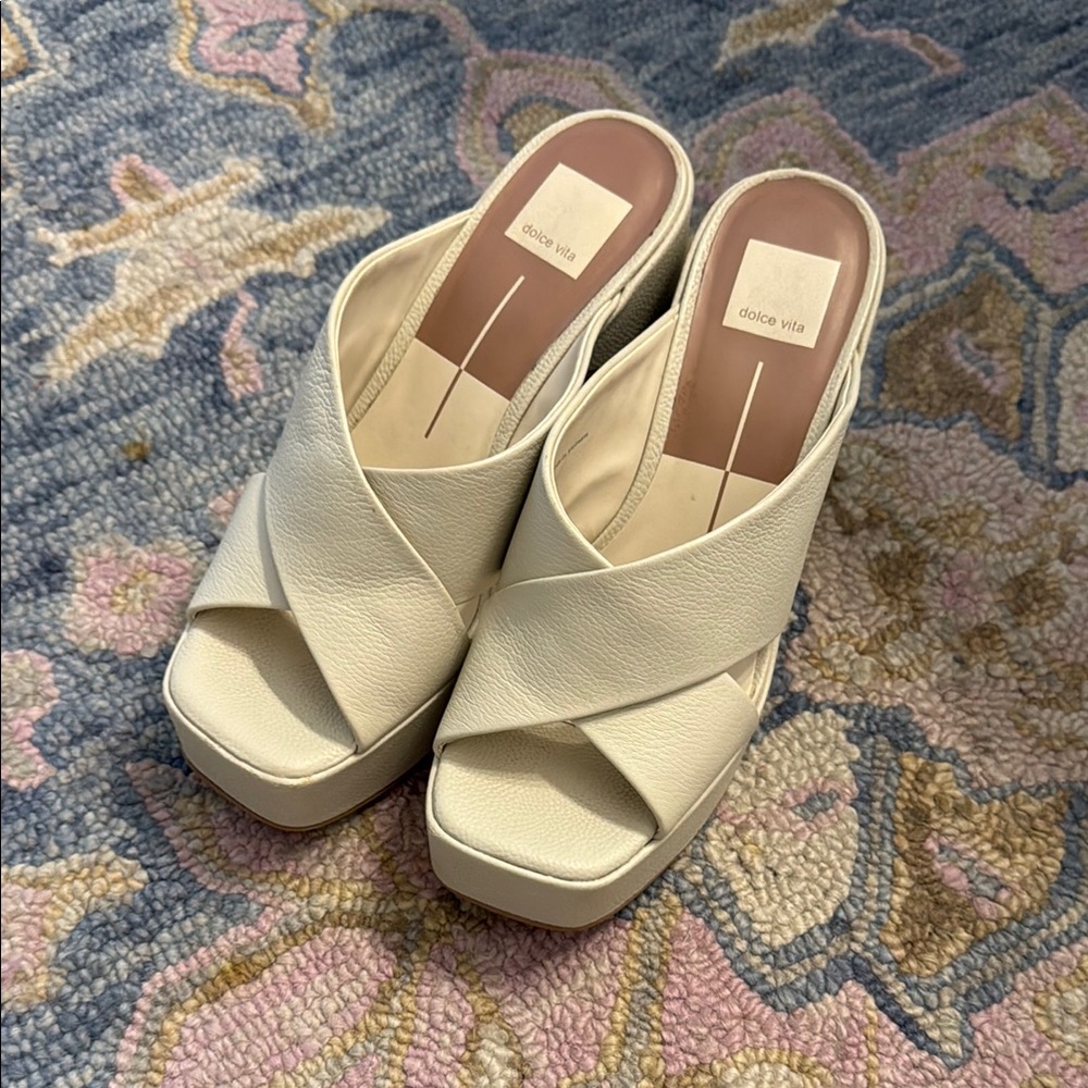 Dolce Vita White Platform Mules